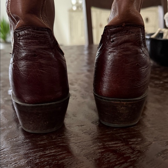 Women's Lucchese full Quill Ostrich Brown Western Boots - Picture 3 of 14